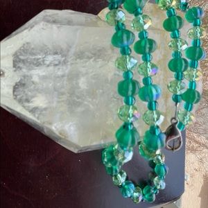 Ghost Glass & Aurora Borealis Glass Bead Necklace